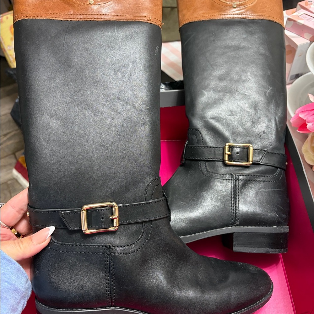 Vince Camuto Black and Brown Heeled Boots